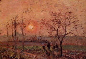 puesta de sol 1872 Camille Pissarro paisaje Pinturas al óleo